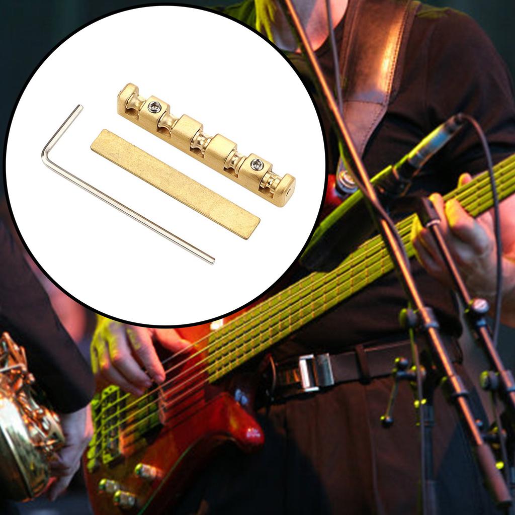 5 String Basses Nut Height Adjustable Brass Roller Nut Split Regulation Parts for Electric, Acoustics Basses