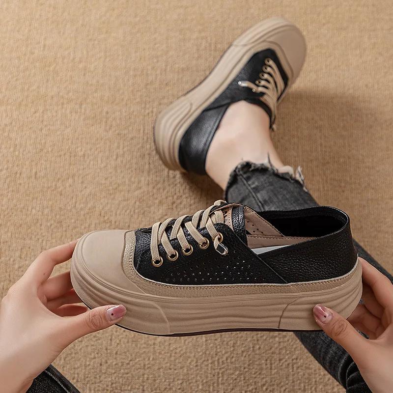 Fujin 3.5cm Ethnic Natural Leisure Rubber Luxury Concise Autumn Loafer Comfy Sandals Cow Genuine Leather Soft Flats Women Shoes