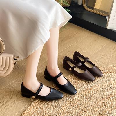 Retro Low-heeled Soft-soled Mary Jane Shoes Women's Autumn New with Skirt Small Square Head Gentle Wind Evening Single Shoes