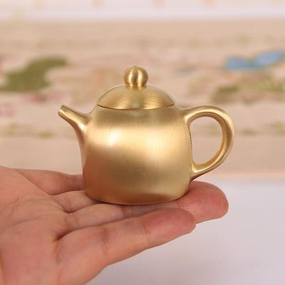 Brass Small Teapot Creative Model Desktop Ornament Mini Teapot Hand Handle Piece Study Retro Gadget