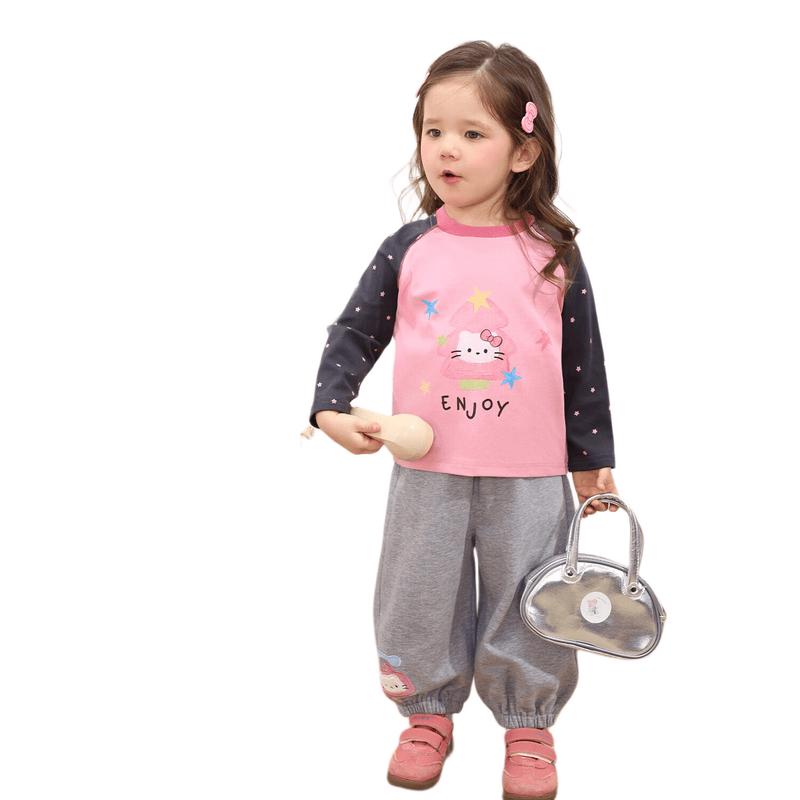 LUSON Baby Girl's Cartoon Raglan Long-Sleeve T-Shirt