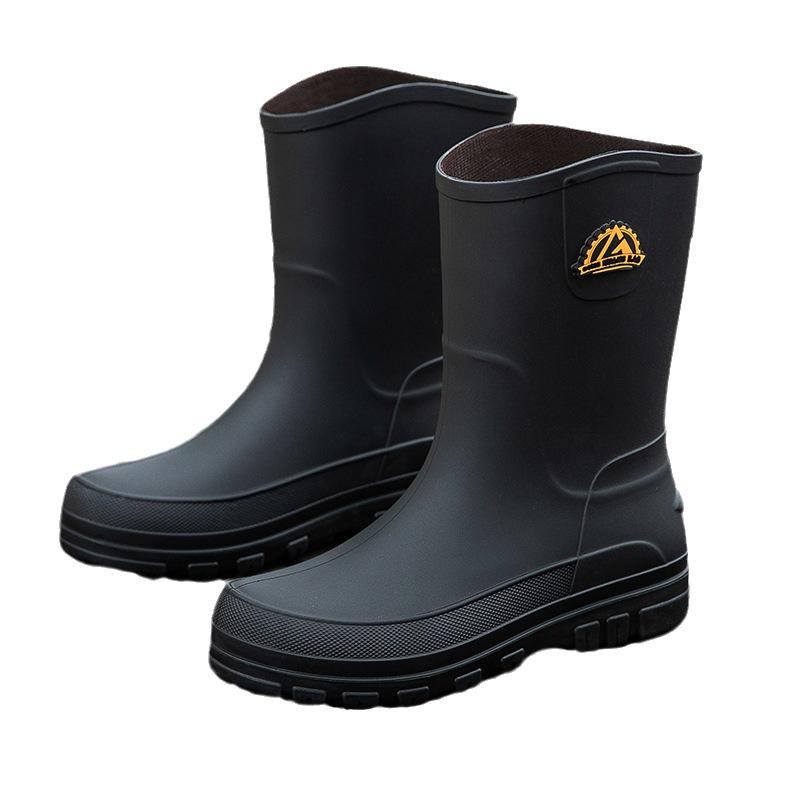 Men's Medium Tube Non-slip and Wear-resistant Rubber Shoes Fashion Versatile Rain Boots Adult Casual Fishing Shoes Work Shoes