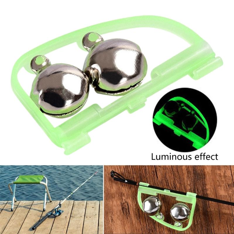 10pcs Glow Night Indicator Double Bells Alarm Fishing Gear Equipment for Lake River Arched Fishing Bells Rod Alarm