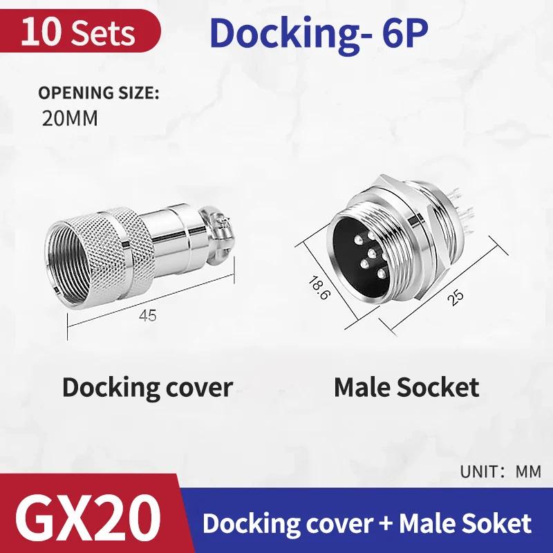 10Set GX20 Docking 2/3/4/5/6/7/8/9/10 Pin Male Female Butting Wire Cable Circular Aviation Socket Plug Panel Connector