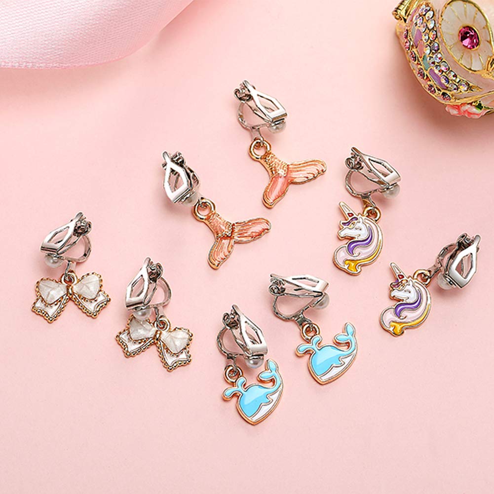 Earring Stylish Accessories Toy Earrings for Little Elementary School Perfect for and Summer Mixed 18 Pairs Kids' Set, Clip-on Kids' Girls' Set, Kids'
