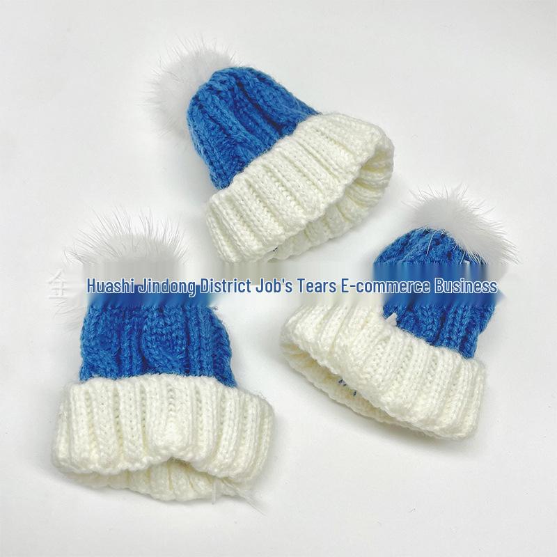 

13см Милый кулон в виде медвежонка в синей шерстяной шапке и шарфе - Зимние аксессуары для кукол