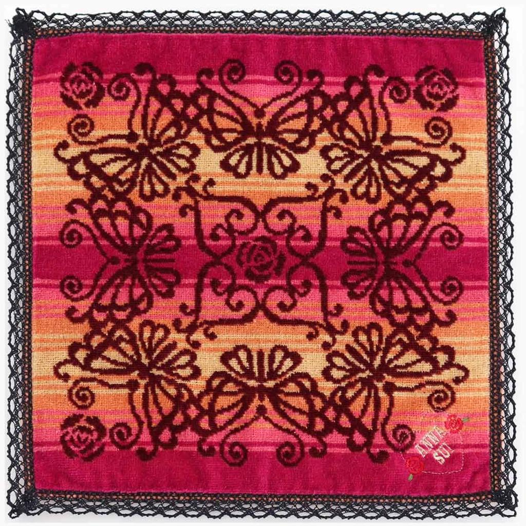 Anna Sui Large Lace Handkerchief Gradient Towel Hand Towel 30cm (approx. 30cm) (Red) Women's Approx. 109307-0011-03