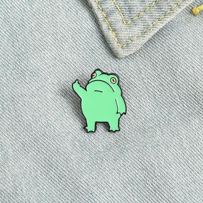 Niedliche Cartoon Frosch Brosche - Kreative Gestenform, Emaille Anstecknadel