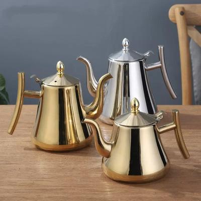 Bule de Chá 1L Com Filtro Dourado Aço Inoxidável Mais Espesso Chaleira de Água El Bule de Café Restaurante Fogão de Indução Chaleira de Chá