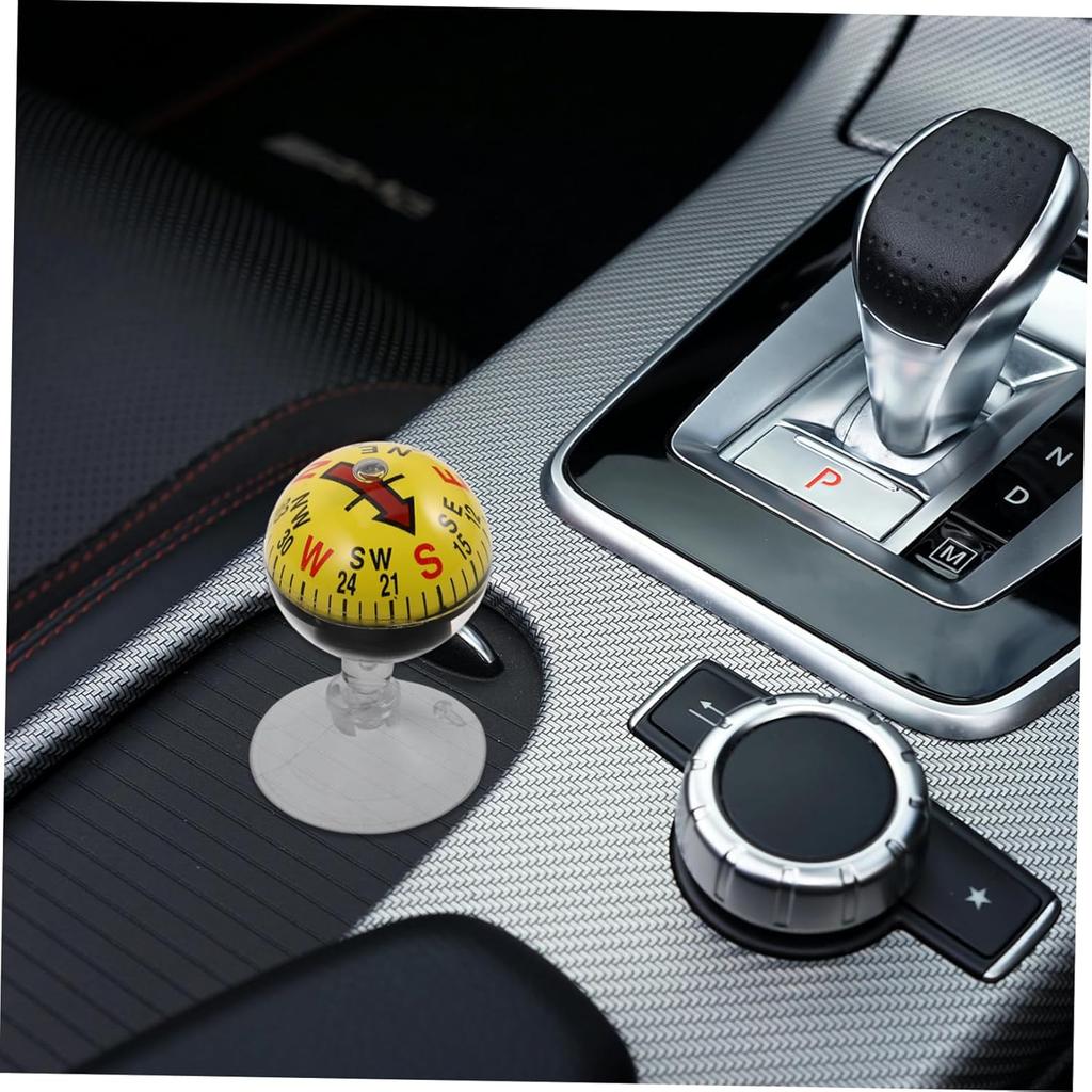 Car Guide Ball Compass with Strong Suction Cup 2.83In Portable Vehicle Compass for Automotive Interior Navigation and Outdoor Use