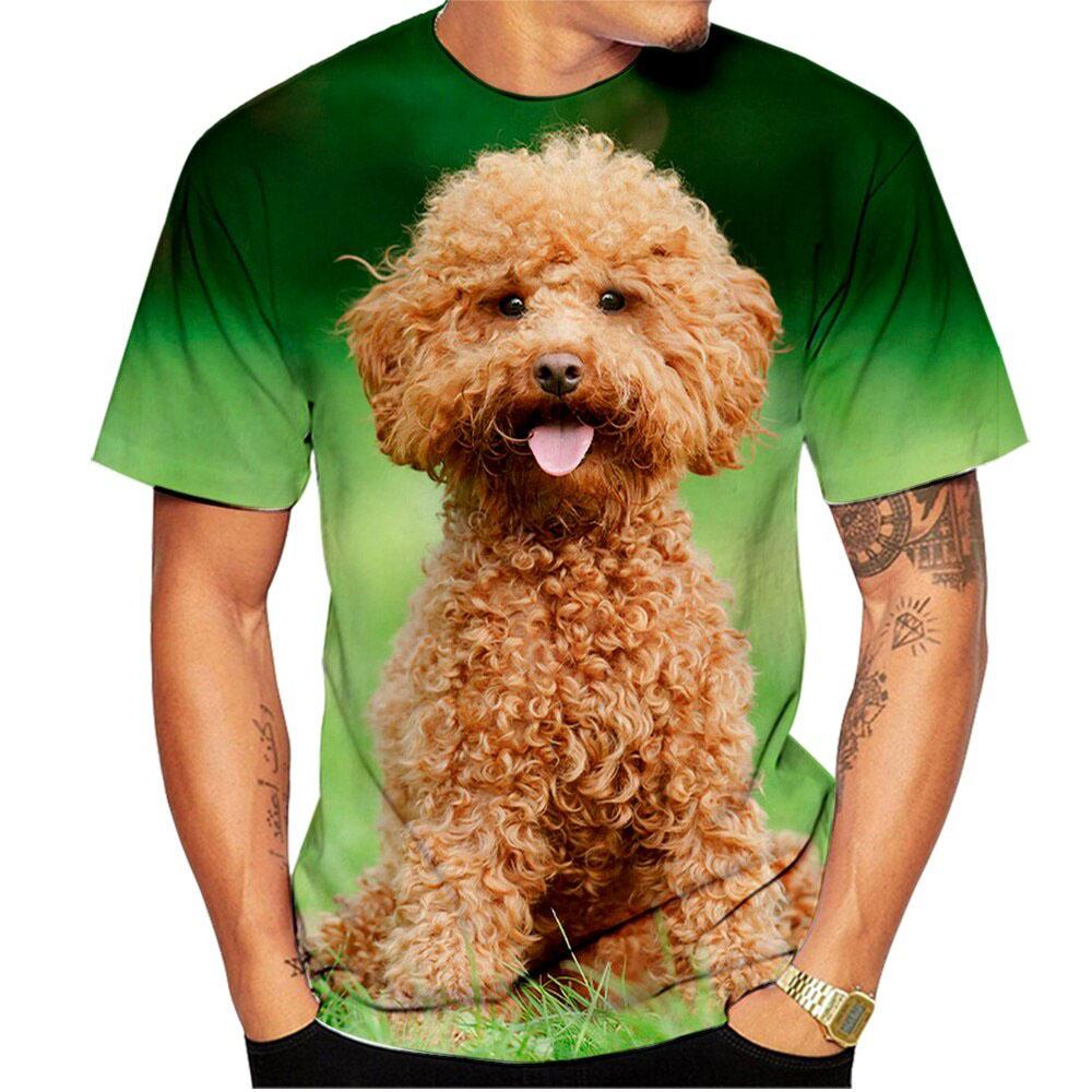 Kawaii Poodle Dog 3D Print Animal T-shirts Men Woman Fashion Streetwear Short Sleeve T Shirt Harajuku Tops Tees Kids Clothing