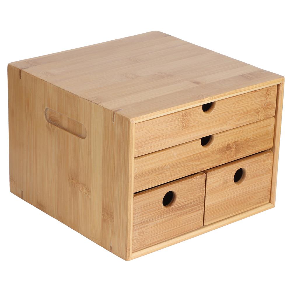 3vrstvá bambusová úložná krabice na čaj, organizér na truhlu se zásuvkou do domácí kuchyně