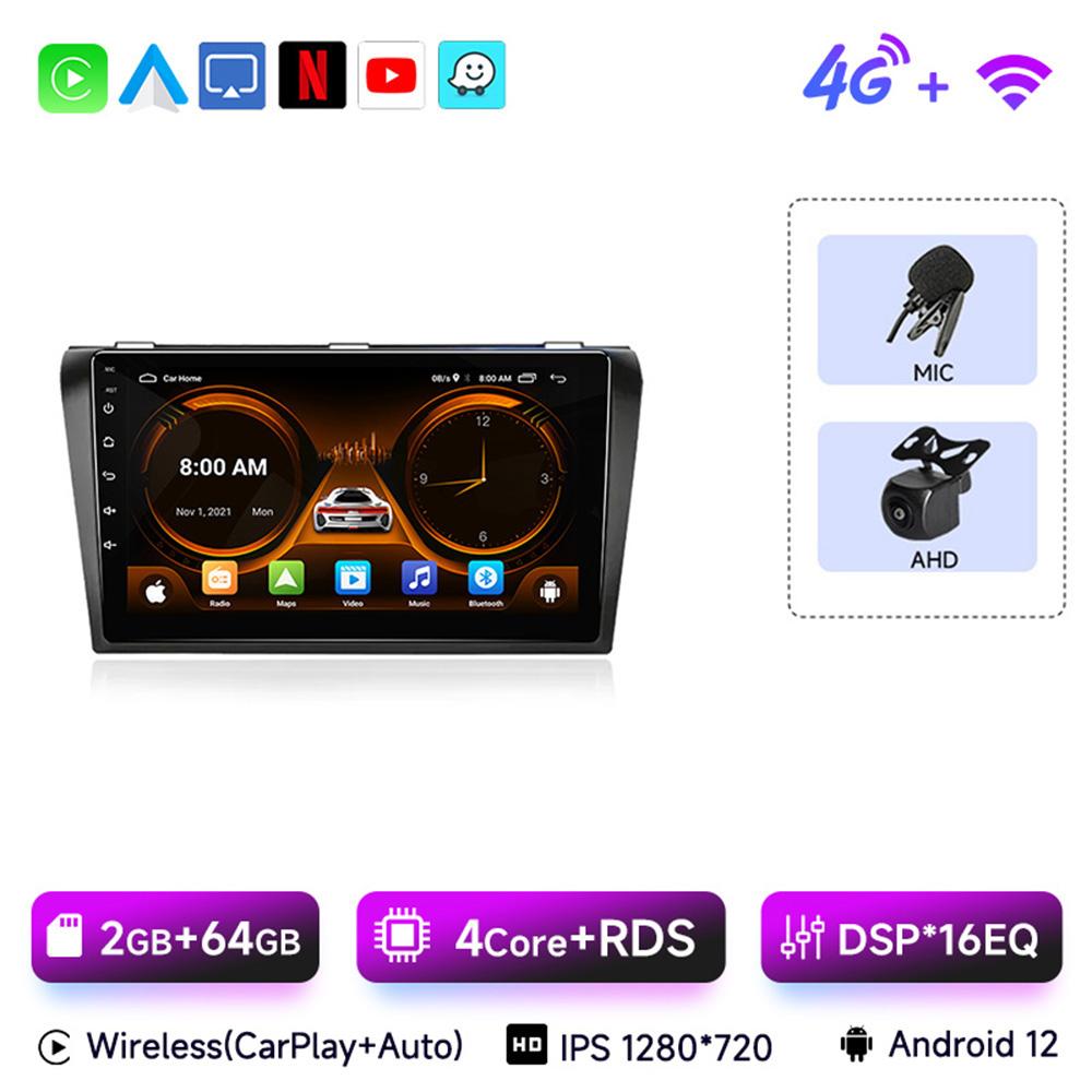 JIUYIN Wireless CarPlay Android 13 Auto 9inch Car Radio for Mazda 3 Bk Maxx Axel 2004-2013 GPS Car Smart Systems Smart Car Radio