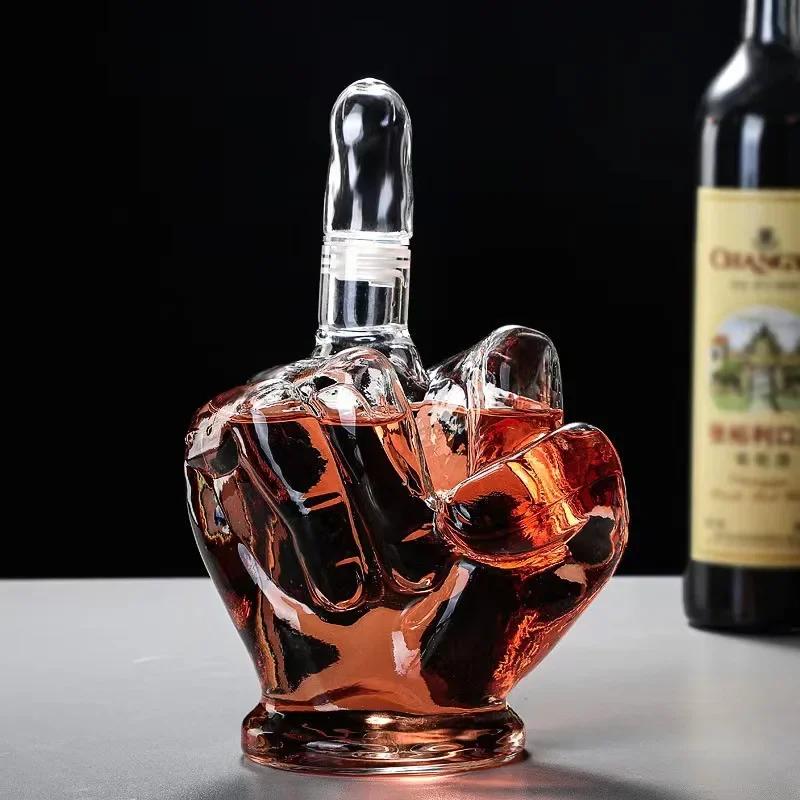 1000ml Finger Shape Whiskey Decanter Middle Finger Design Liquor Scotch Bourbon Alcohol Bottle Unique Bar Party Decor Gift