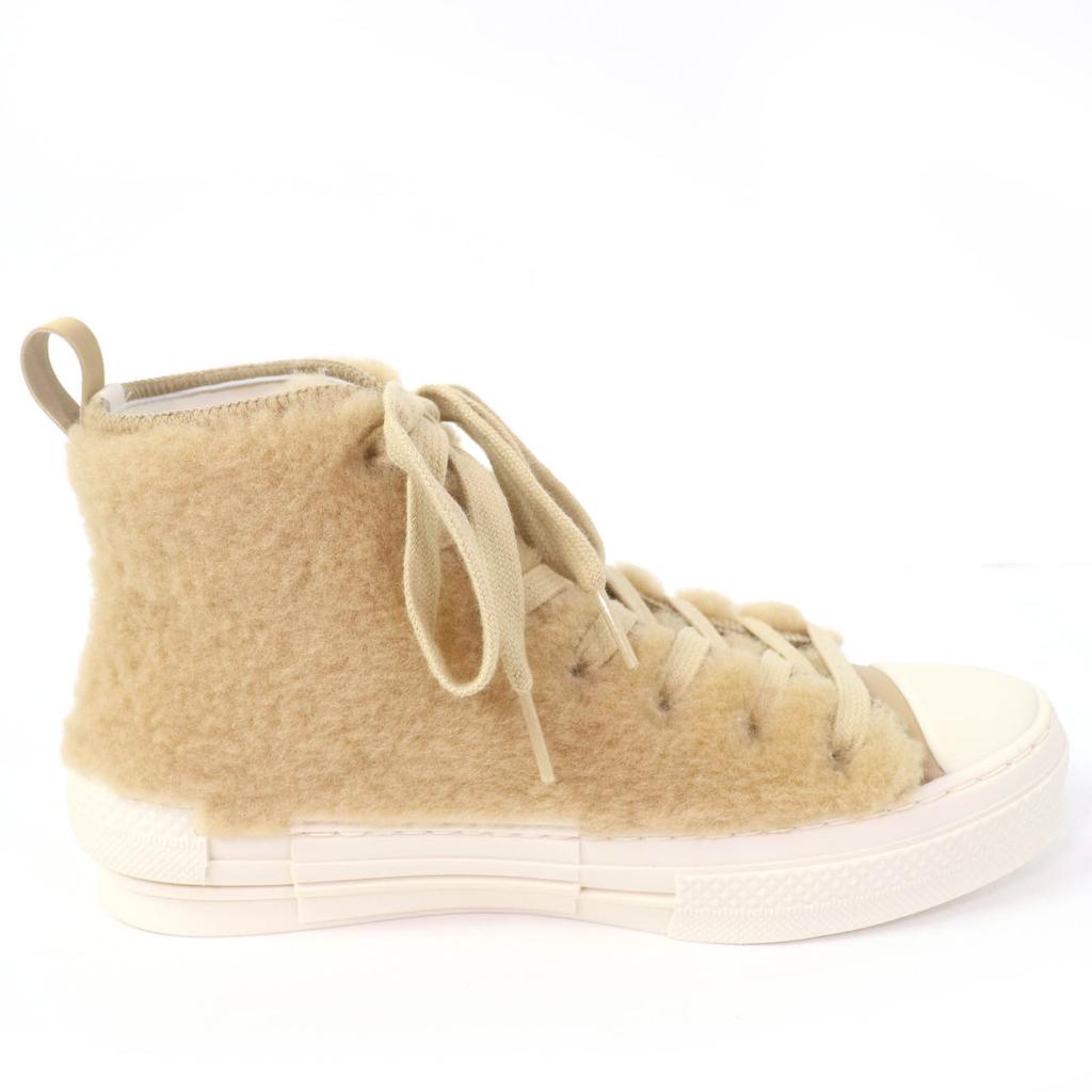 Pristine DIOR High Cut Sneakers B23 Rabbit Motif Shearling Beige Bore Women 37 Used