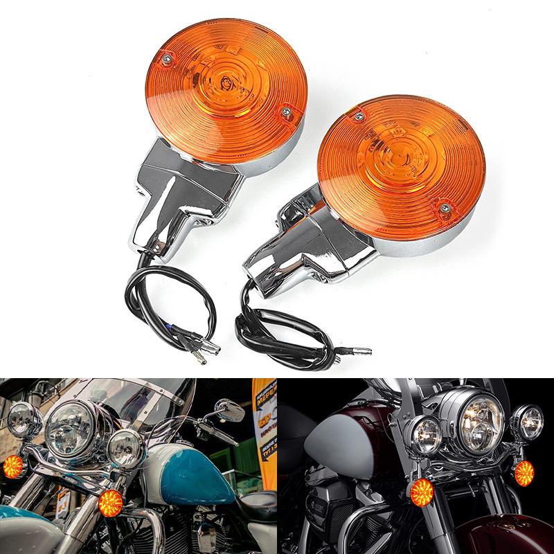 2pcs Motorcycle Front Rear Flat LED Turn Signal Light Amber Indicator Lamp Accessories for Ha-rley Touring 2001-2018