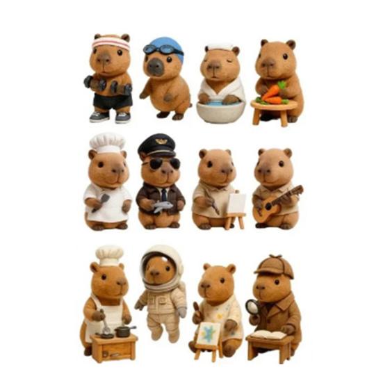 2025 Kalendář s kapybarou 24 dní Vánoční odpočítávací kalendář s 24 ks 2D/3D ozdob kapybary Dárkové překvapení pro sváteční výzdobu