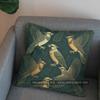 2D Elegant Green Birds With Swirls Throw Pillow Pattern Cushion Cover Suitable For Sofa Bedroom Car Pillow Cover