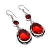 Garnet Gemstone Handmade 925 Sterling Silver Jewelry Earring 2.25" KJ-1648