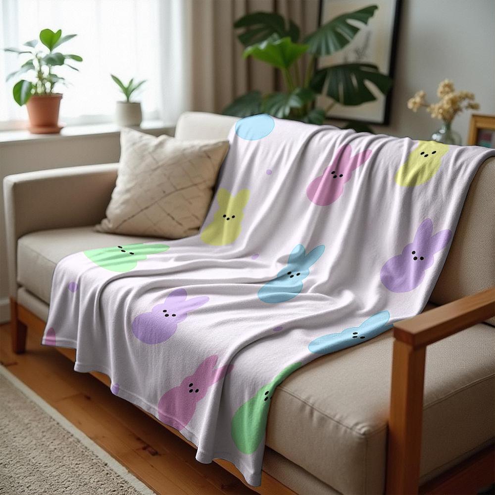 Pastel Dot Stripe Cartoon Anime Print Flannel Blanket Soft Warm Throw for Kids Bedroom Sofa Christmas Office Car