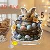 2D Flat Charming Rabbit & Colorful Easter Egg Acrylic Tabletop Display, Floral Basket, Suitable for Wall Decoration, Porch, Room, Villa, Accents Home,