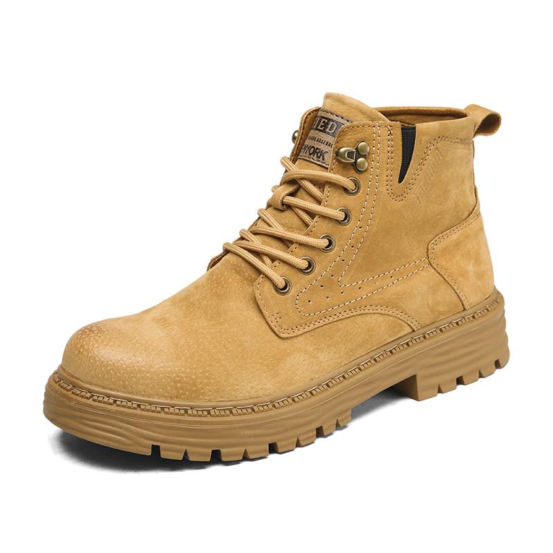 Fashion Autumn Fashion Brown Mens Ankle Boots Comfortable Suede Leather Biker Boots Man Non-slip Motorcycle Boots for Men High Top Botas