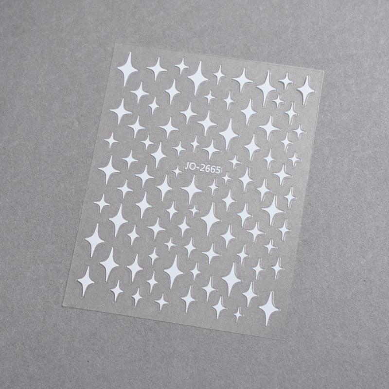 Small Starburst Nail Decals - Cute Gold, Silver, Black & White Decorations