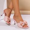 Fashion 2024 Fashion Shoes Female Butterfly-knot Women's Slippers Fashion Solid Dress Slippers Women New Square Toe Heels Women Zapatos