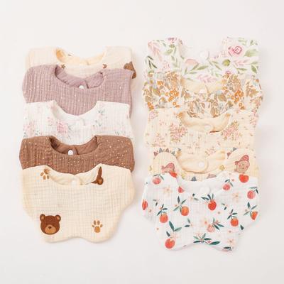 0-3 Years Old Thickened Cotton Gauze Baby Bibs Cute Floral Print Infant Bib Newborn Soft Burp Cloths for Boys Girls Feeding Saliva Towel