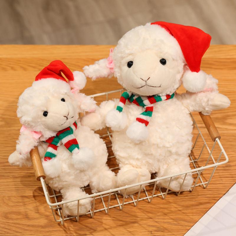 Cute Soft Christmas Sheep Plush Toys 15/22/28cm Stuffed Lamb Dolls Plushie Baby Birthday Gifts for Kids
