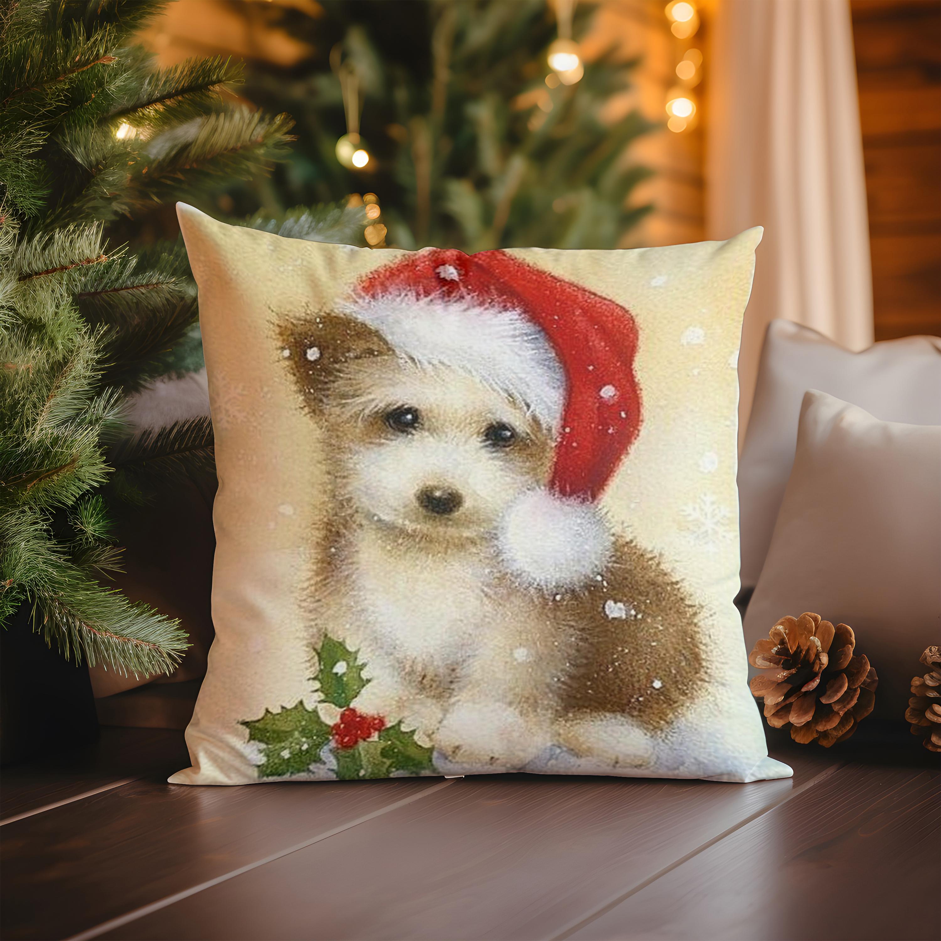 

Home Decor Santa & Pink Ribbon Christmas Pillow Cover Pattern Cushion Cover Suitable for Sofa Bedroom Car Pillow Cover 16x16Inch