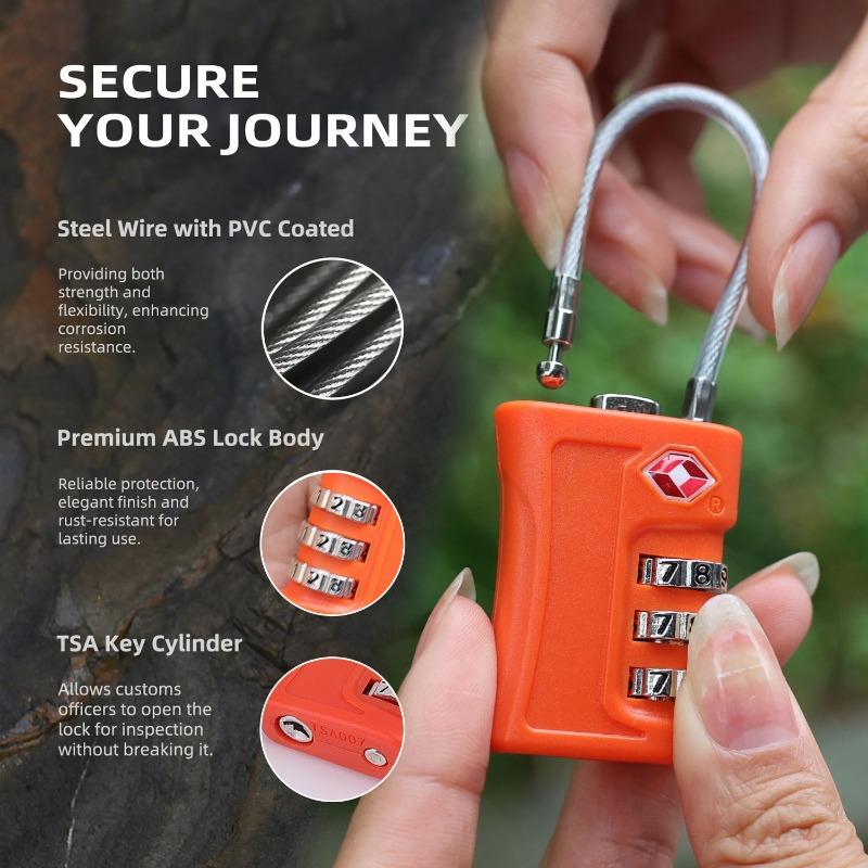 TSA Customs Code Lock for Travel Luggage Combination Padlock Password Changeable Locks Backpack Zipper with Cable Cabinet Locker