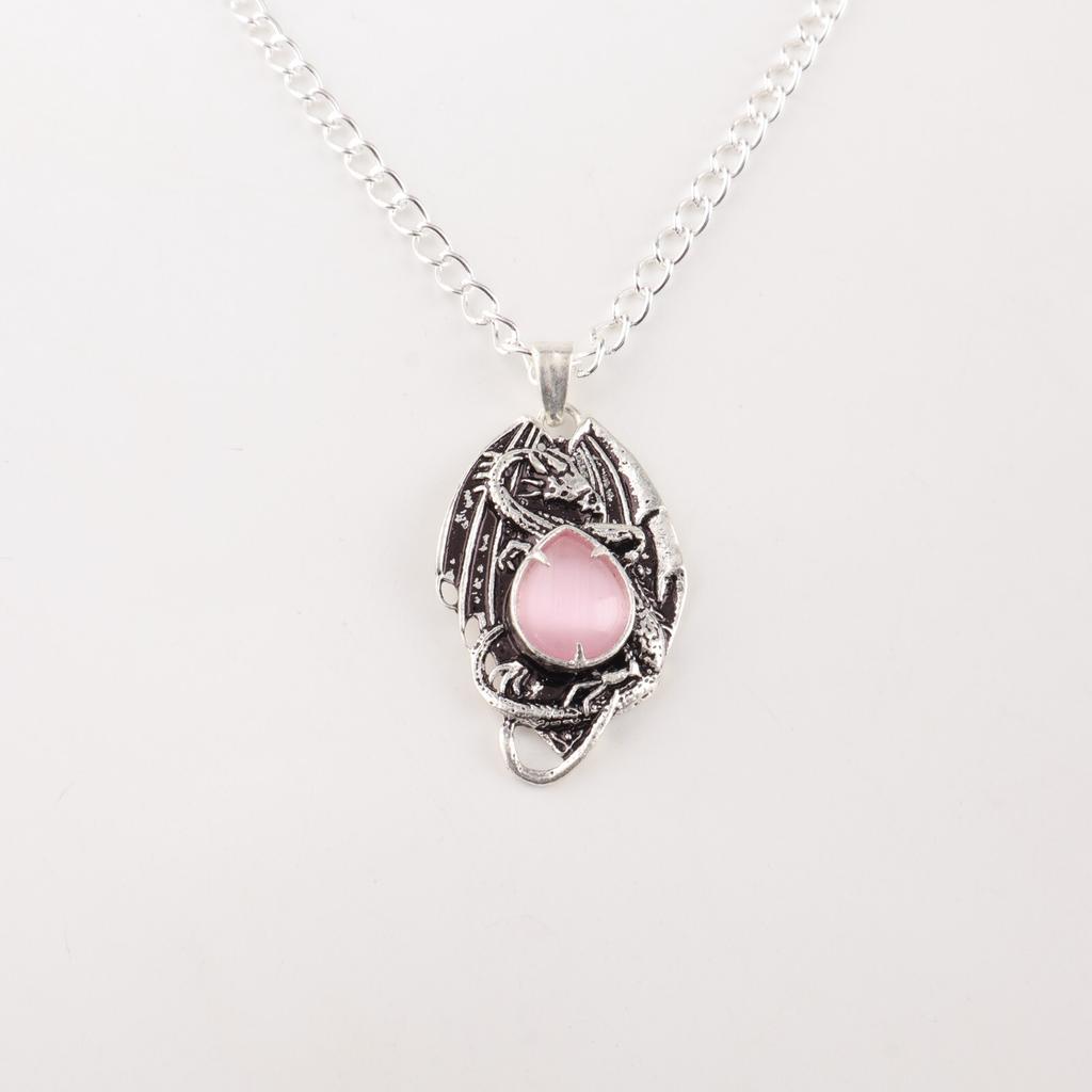Pink Cat's Eye Gemstone 925 Sterling Silver Jewelry Handmade Prong Set Pendant CP-9-44