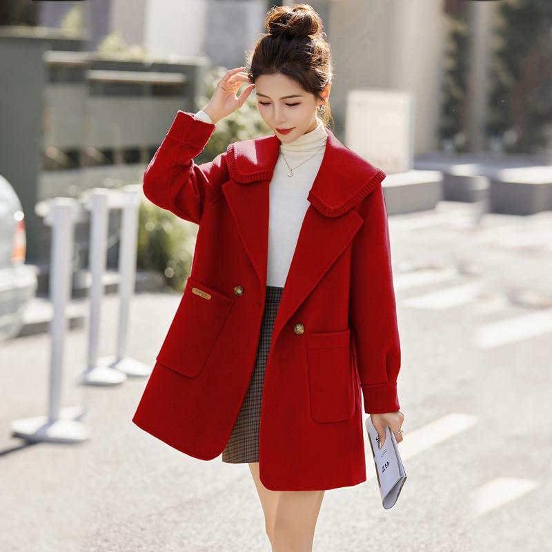 

Woolen Jacket Top Winter New Pink Xiaoxiangfeng Everyday Oversized Warm Long-sleeved Coat High Quality Durable Construction Practical Daily Use M красный