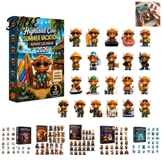 Unique Gift Bag Countdown with Advent Calendar Highland Cow Pendants 3D 2026 Christmas Cute Holiday