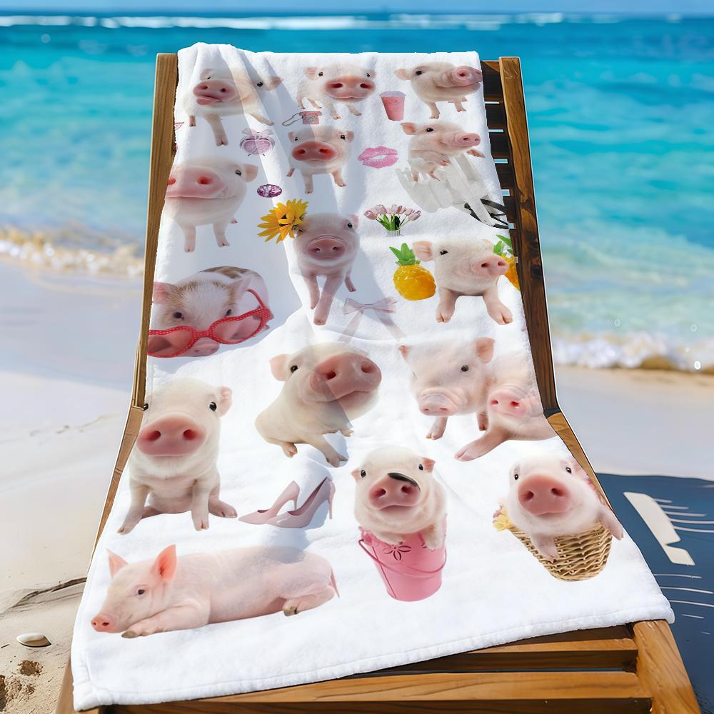 Cute Pig Towel For Swim Yoga Gym Quick Drying Soft and skin-friendly Beach Towels All-Season
