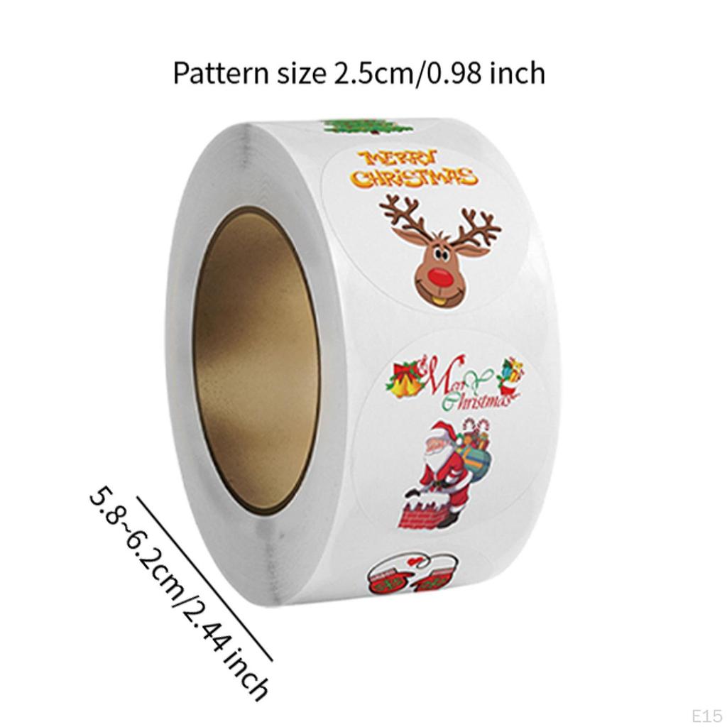 500Pcs Christmas Stickers Roll Envelope Seals Round Decorative Labels Gift Sealing for