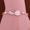 Pulsera de Cadena con Colgante de Gato Encantador, Ópalo y Pedrería para Mujer, Joyería para la Vida Diaria