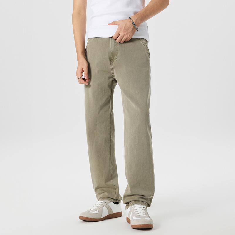 Oblique pocket casual pants men's trend retro solid color loose straight trousers trendy brand overalls men's commuter pants