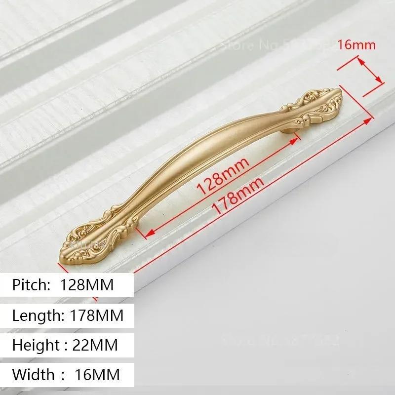 Brushed Brass Cabinet Pulls, 4 Pcs Aluminum Alloy Modern Hardware Handle Cabinet for Kitchen Dresser Cupboard Bathroom Pulls