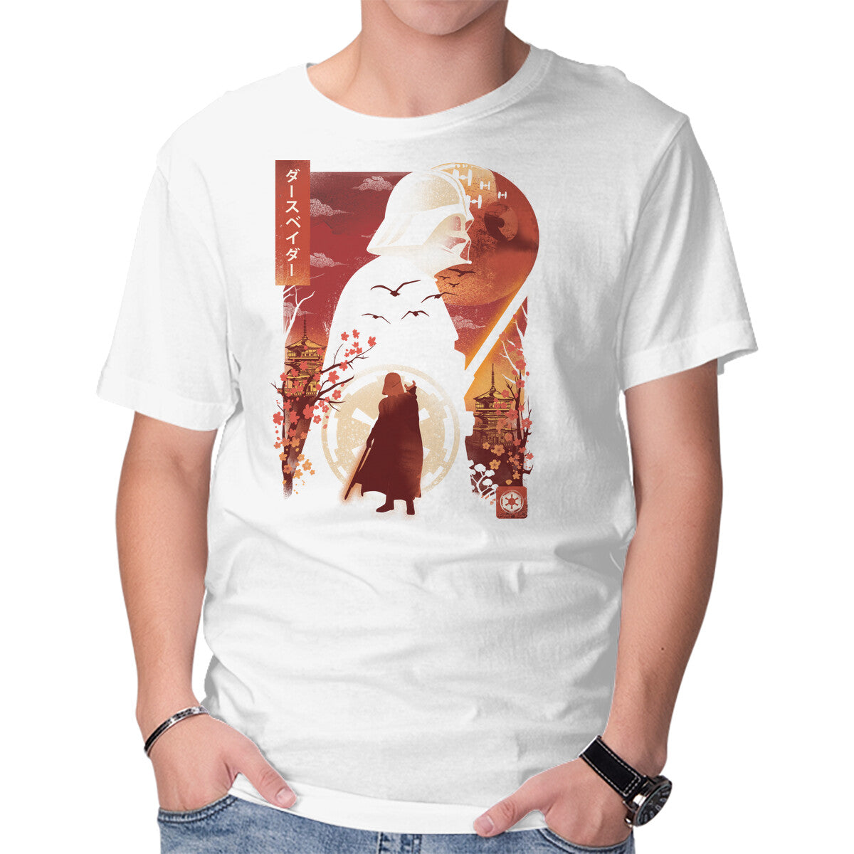 Unisex Crew Neck T-Shirt Lord Vader Graphic Short Sleeve Casual Tee L