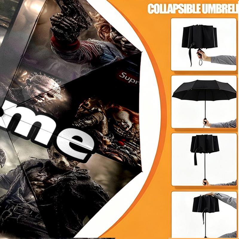 Custom Name Personalized Bride of Chucky Print Umbrella, Auto Open Close, 8‑Rib Sturdy Frame, Commute Camping Hiking Use, Birthday Gift