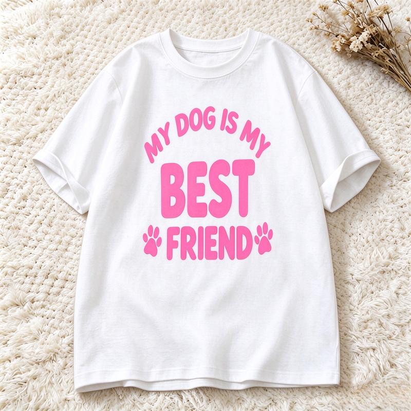 Cute Pet Lover Unisexs T Shirt My Dog Is My Best Friend Paw Graphic Print Short Sleeve Casual O Neck Summer Daily Wear Tee Y2k