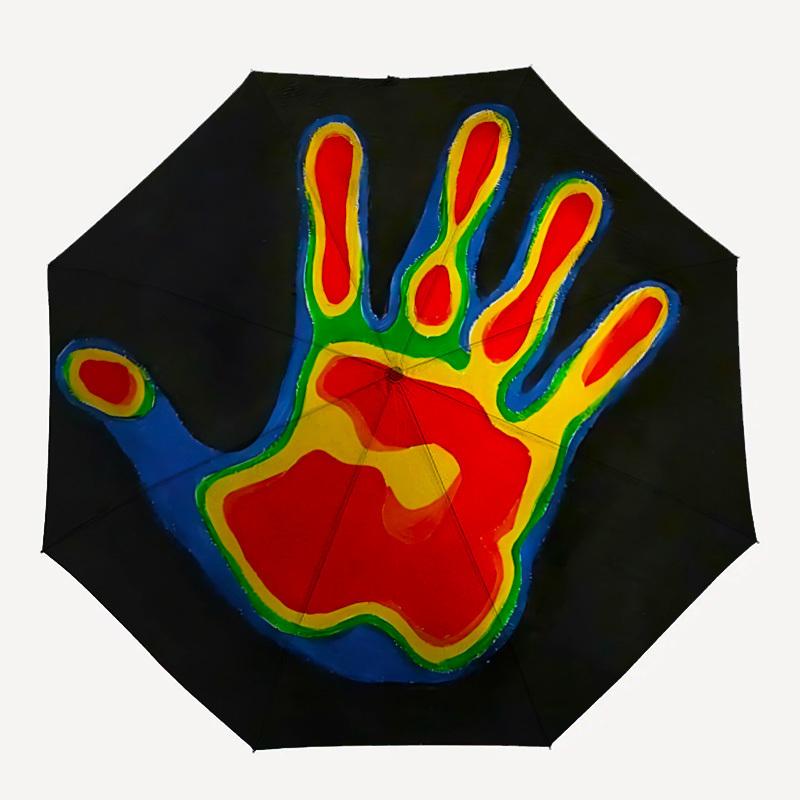 

1pc Handprint Automatic Folding Umbrella, Portable & Foldable Design with 8 Ribs, Casual Outdoor Accessory Halloween and Christmas gifts yy2