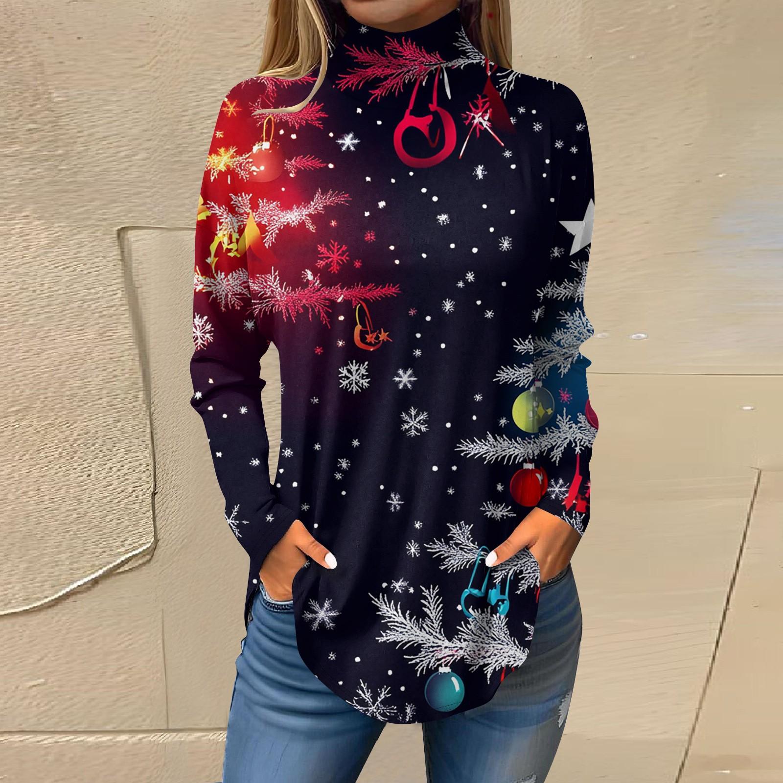 

Футболки для женщин, осенние повседневные рубашки с длинными рукавами, толстовка с винтажным принтом, топ с высоким воротом, пуловер S