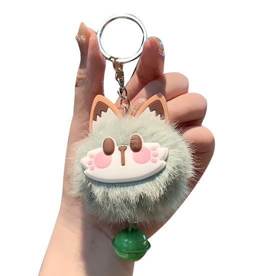Keychain Rabbit Ear Soft Plush Ball Charm Key Chain Car Keys Bags Backpacks Kids Travel Accessories Stress Relief Gift