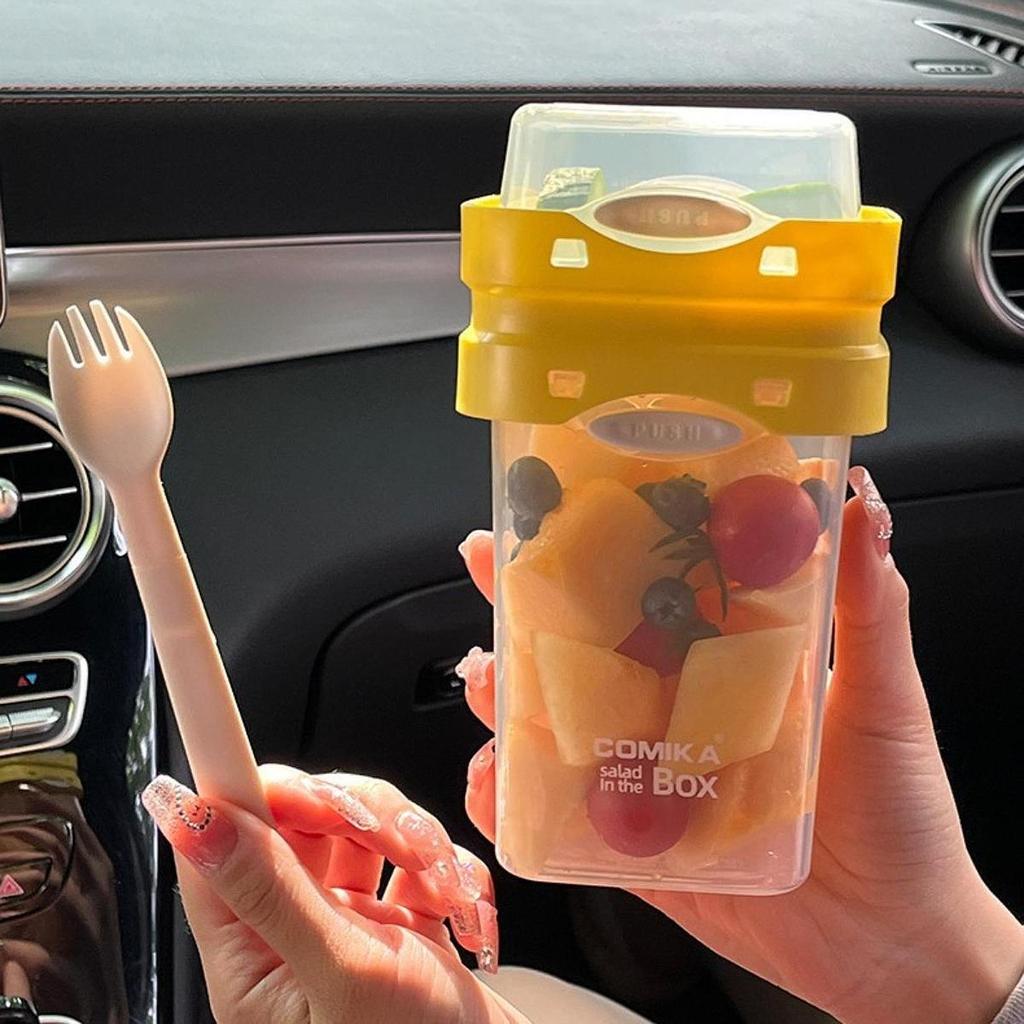 880ML Přenosný kelímek na snídani Ovesná kaše Cereálie Ořech Jogurt Salátový kelímek Sada nádob s vidličkou Školní svačinový box Úložný box na potraviny Bento box