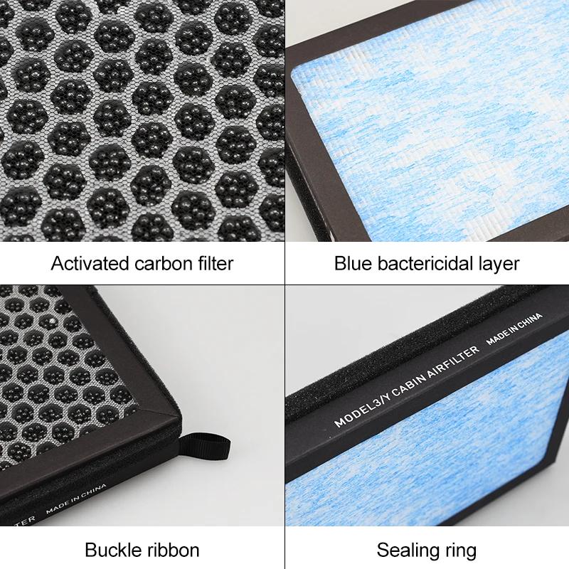 2pcs HEPA N98 For Tesla Model 3 Model Y Carbon Activated PM2.5 Cleaner Air Filter Conditioner Replacement Kit Car Accessories