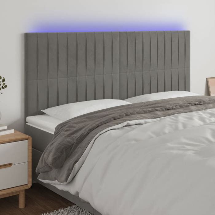 VidaXL Tête de Lit à LED Meuble de Chambre à Coucher Accessoire de Lit Double Tête de Cadre de Lit Intérieur Gris Clair 3122728