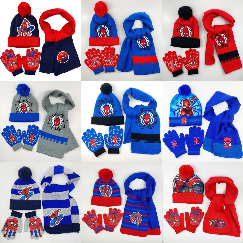 Cozy And Colorful Spider Man Knit Hat Scarf And Gloves Set For Boys Autumn Winter Outdoor Fun
